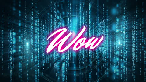 Dynamic Digital Wow Illustration with Neon Glow