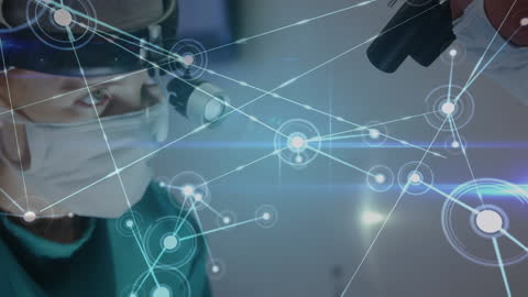 Surgeon Utilizing Augmented Reality with Virtual Connections Overlay