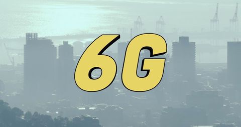 6g network digital overlay on urban skyline