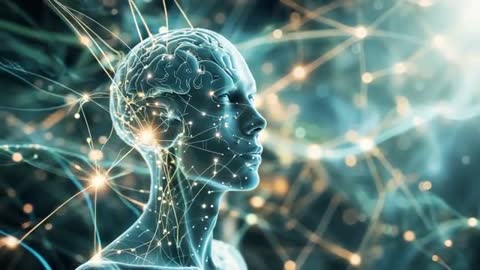 Abstract AI Head Model in Digital Visualization of Innovation and Connectivity