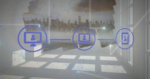 Digital Network Concept Overlaying Urban Cityscape - Download Free Stock Images Pikwizard.com