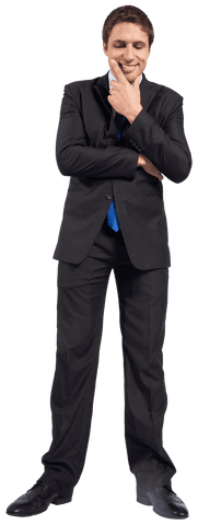 Confident Caucasian Businessman Standing on Transparent Background