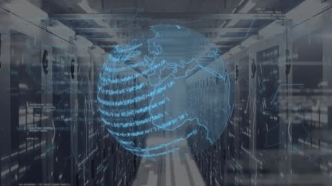 Digital Globe Floating Over Data Center Servers