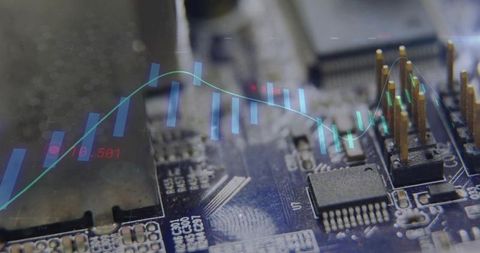 Integrating Circuit Board with Financial Data Visualization Overlay