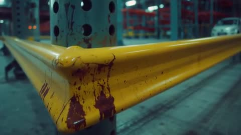 Warehouse Surveillance Camera Panning Over Safety Guard Rails