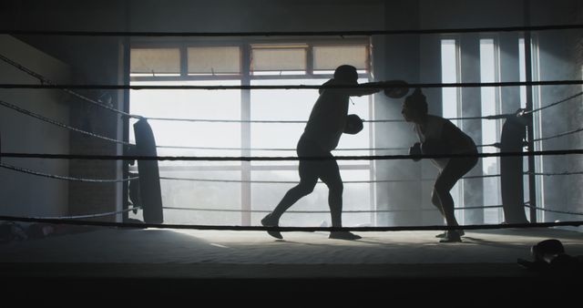 Boxers Sparring in Ring with Sunlight Coming Through Windows - Download Free Stock Images Pikwizard.com
