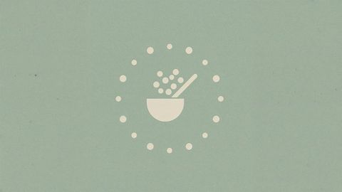 Minimalistic bowl icon on sage green background