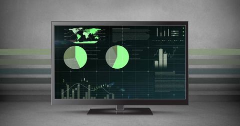 Digital Data Processing on Screen with Global Connections - Download Free Stock Images Pikwizard.com