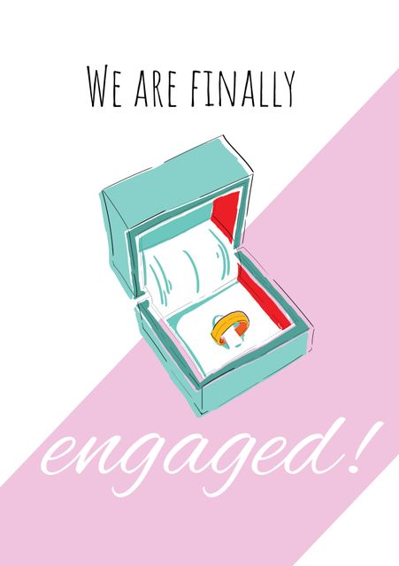 Engagement Announcement Card with Ring Box Illustration - Download Free Stock Templates Pikwizard.com