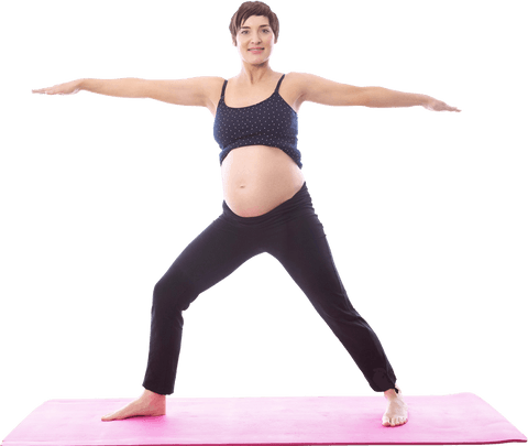 pregnant woman practicing transparent yoga warrior pose - Download Free Stock Videos Pikwizard.com