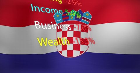 Croatia Flag with Economic Data Overlay