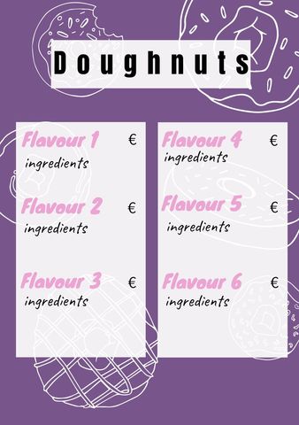 sweet doughnut menu template in playful purple design - Download Free Stock Templates Pikwizard.com