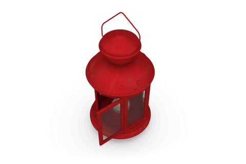 Red candle lantern on transparent background for celebration and home decor