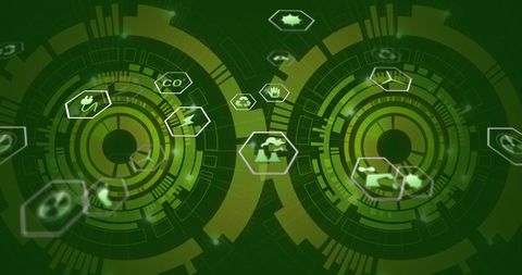 Abstract Digital Interface with Environmental Icons - Download Free Stock Images Pikwizard.com