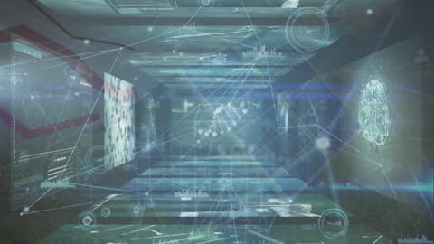 Futuristic Data Connections and Processing Animation