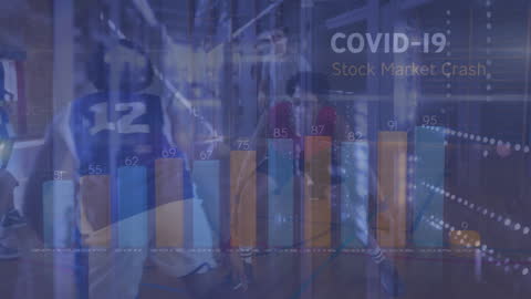 Basketball Game with Overlay of COVID-19 Stock Market Data