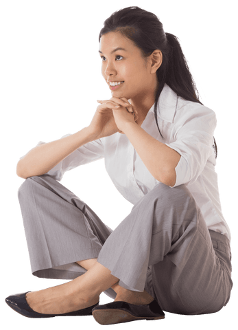 transparent businesswoman smiling in sitting pose with hands together - Download Free Stock Videos Pikwizard.com