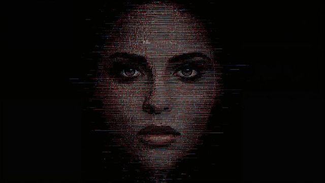 Futuristic Cyberpunk Female Face with Digital Glitches