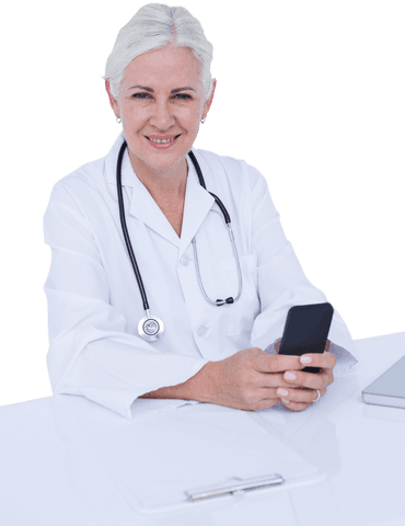 Transparent Background Portrait Female Doctor Holding Mobile Phone - Download Free Stock Videos Pikwizard.com