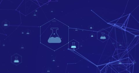 Futuristic Network of Medical Icons with Data Connections