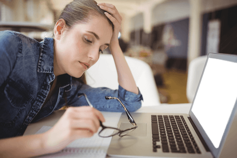 transparent tired woman looking exhausted by laptop - Download Free Stock Videos Pikwizard.com