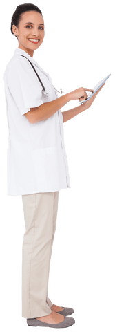 smiling nurse using tablet for medical records on transparent background - Download Free Stock Videos Pikwizard.com