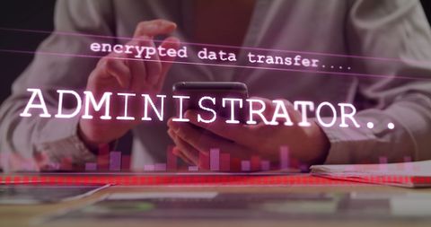 Businessman Handling Encrypted Data Transfer on Smartphone