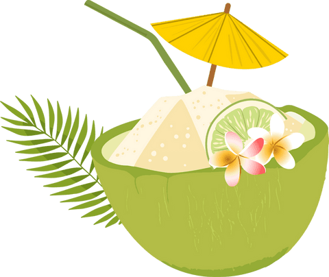 tropical coconut drink with ice and umbrella on transparent background - Download Free Stock Videos Pikwizard.com