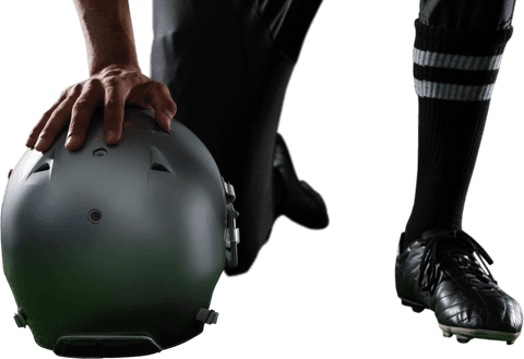 Transparent Close-Up Americana Football Helmet Player Outfit Details