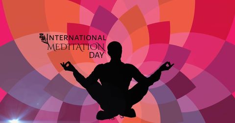 International meditation day silhouette with floral motif