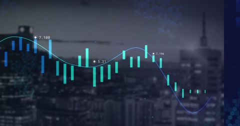 Digital Data Flow Over Financial Cityscape - Download Free Stock Images Pikwizard.com