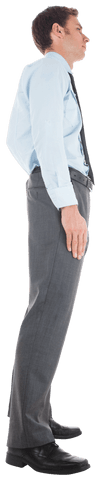 Transparent Serious Businessman Standing in Profile Pose