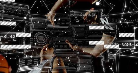 Scanning Team Performing Holographic Diagnostics with Futuristic Data Overlays