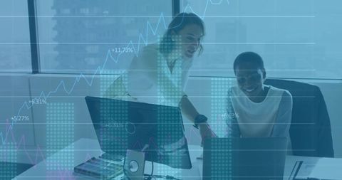Professional Collaboration in Modern Corporate Office with Financial Analysis