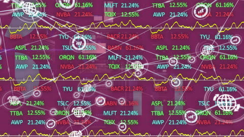 Digital Financial Network With Data Overlay in Vibrant Colors