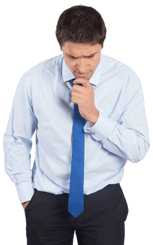 Transparent businessman thinking touching chin contemplative