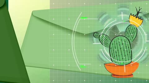Digital Data Processing Animation with Cactus Illustration