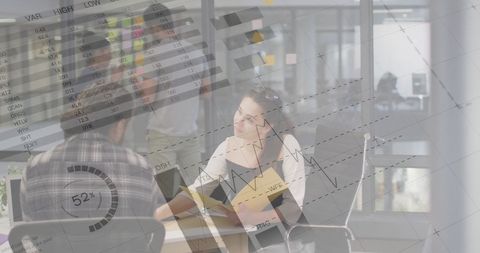 Business Team Analyzing Data with Diagrams Overlay - Download Free Stock Images Pikwizard.com