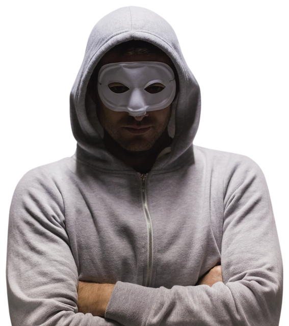 Transparent Hooded Figure in Mask Crossing Arms with Shadowy Background - Download Free Stock Videos Pikwizard.com