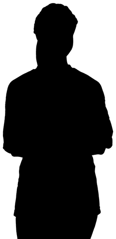 Silhouette of woman standing in transparent pose against white background