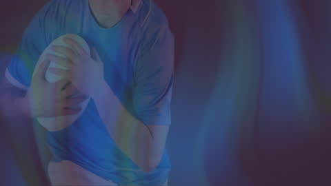 Digital Waves Blend with Rugby Player Illustrating Sports Technology