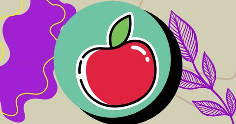 Creative Illustration of Red Apple with Motif Background - Download Free Stock Images Pikwizard.com