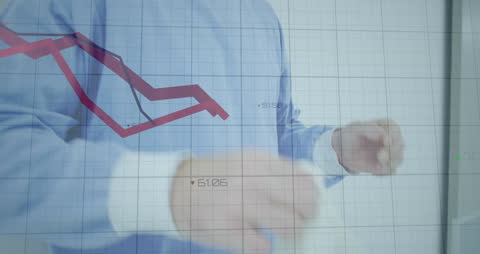 Doctor Analyzing Graph with Digital Data Overlay