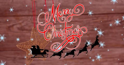 Festive Christmas Greeting with Santa's Sleigh Silhouette