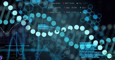 Digital Data Visualization Merging with DNA Sequence Concept - Download Free Stock Images Pikwizard.com