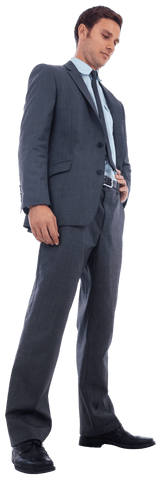 Transparent Businessman Posing Confidently with Hand on Hip