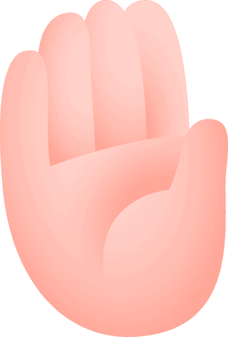 Transparent cartoon open hand vector icon with gradient