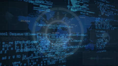 Futuristic Global Data Processing Interface in Dark Theme