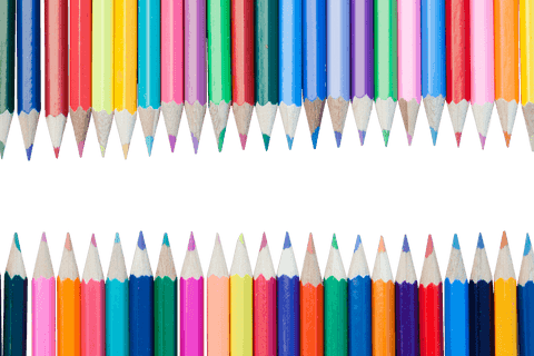 Multicolored pencils on transparent background for creative projects