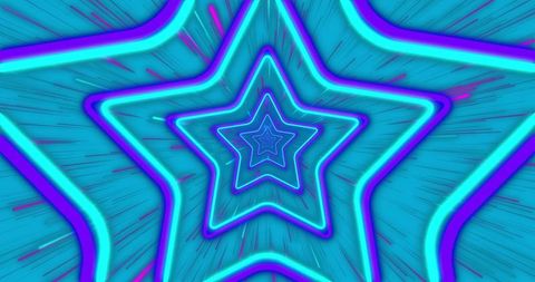 Dynamic Neon Star Tunnel in Vivid Blue Tones